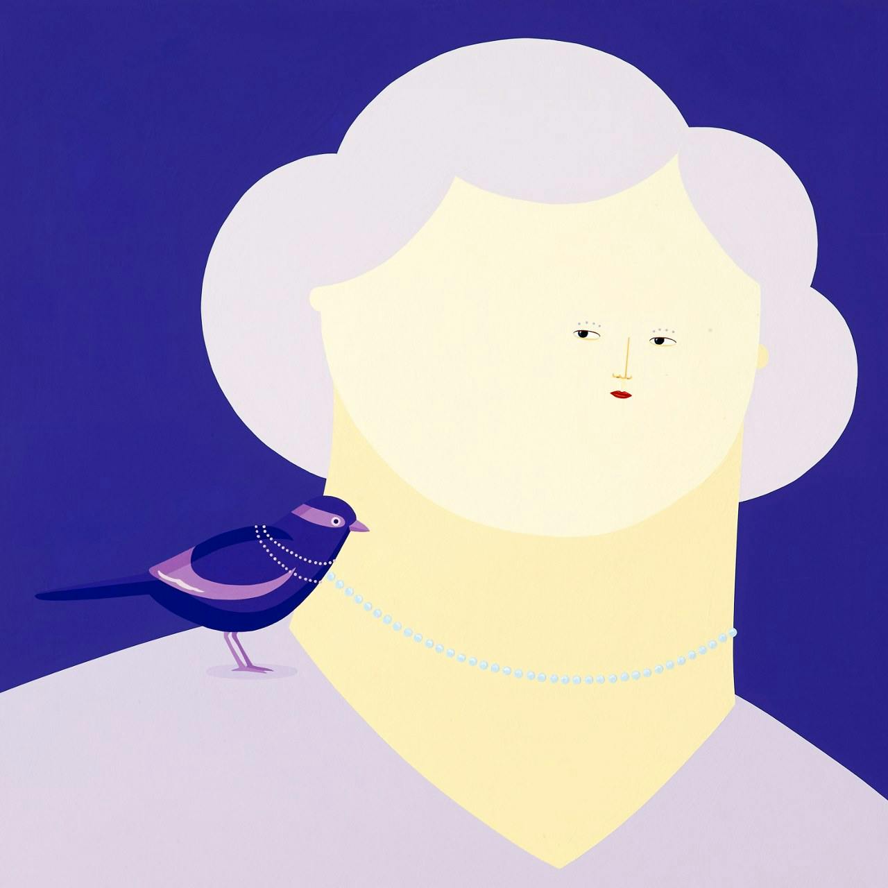 진주 목걸이를 한 새 Bird With A Pearl Necklace